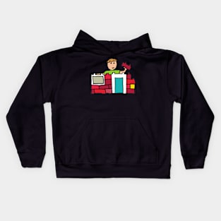 Builder Builds House with Building Blocks Kids Hoodie